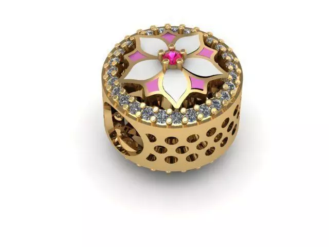 lotus flower with paint charm ball  3D print model_0