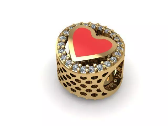 painted heart and stones charm ball 3D print model