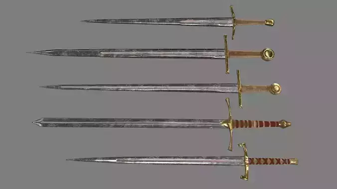 sword set three swords Low-poly 3D model sword set three swords Low-poly 3D model