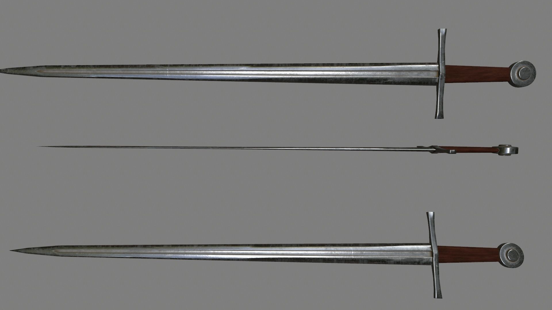 sword set 2 three swords Low-poly 3D model_3