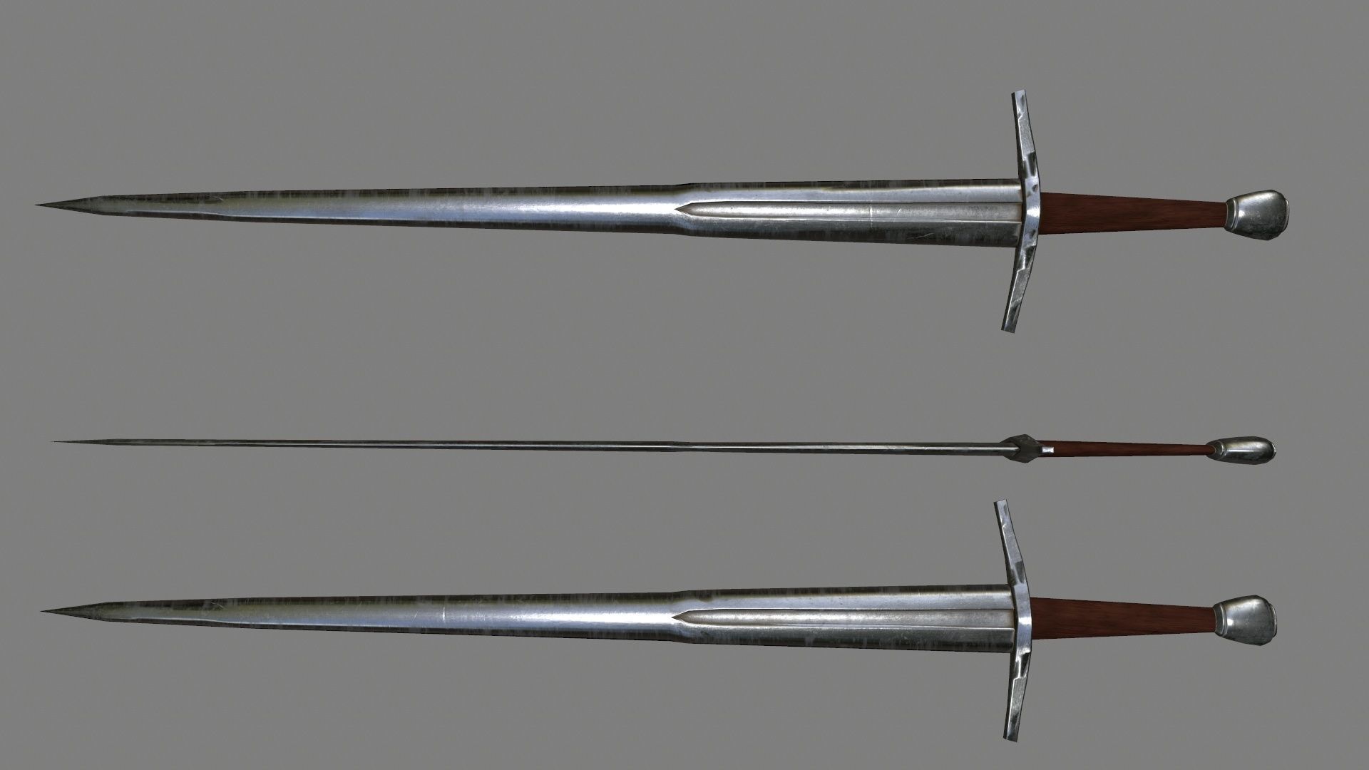 sword set 2 three swords Low-poly 3D model_5