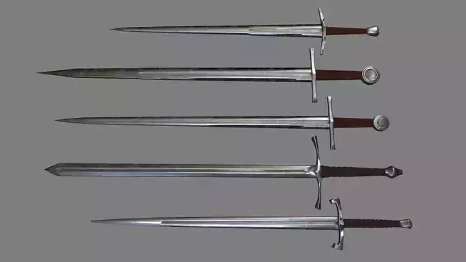 sword set 2 three swords Low-poly 3D model