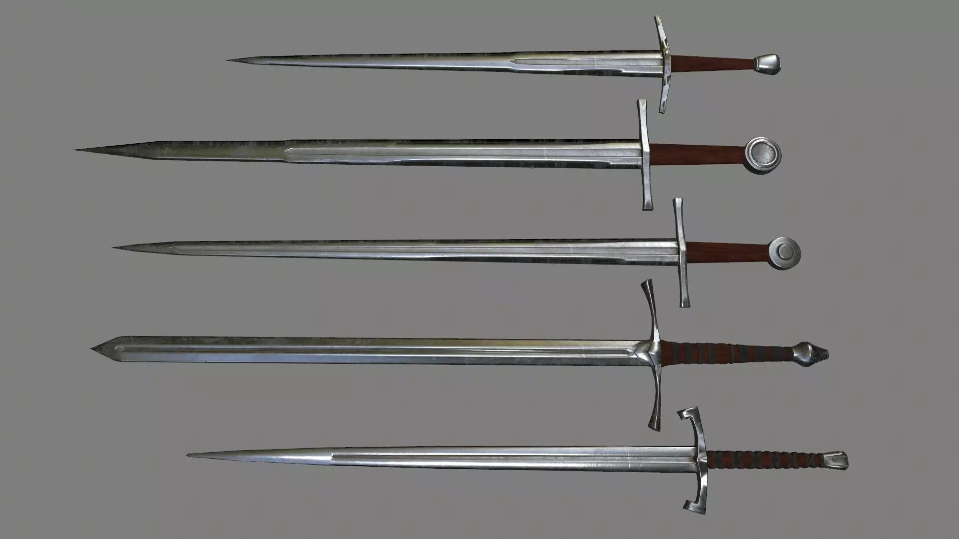 sword set 2 three swords Low-poly 3D model_0