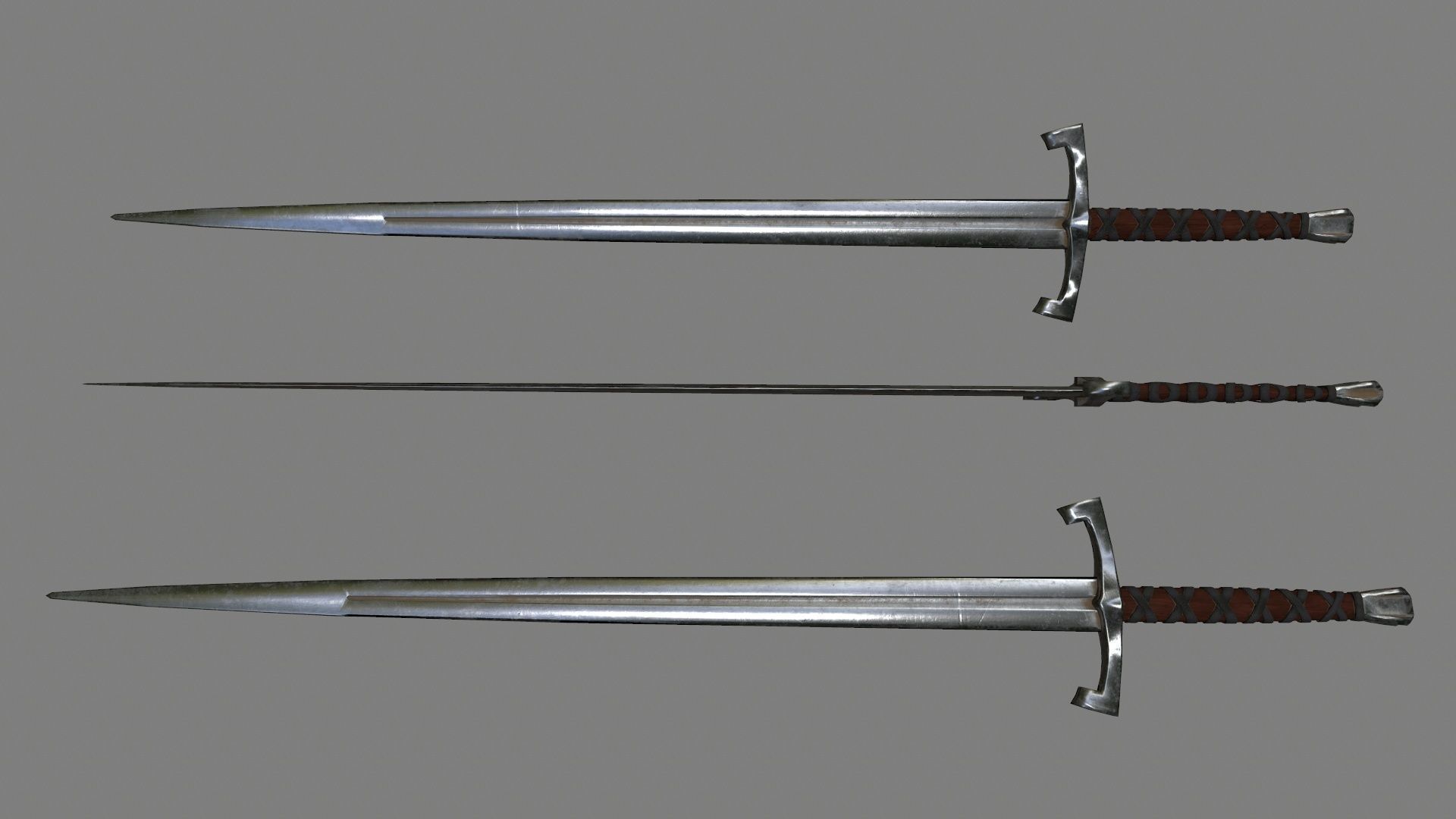 sword set 2 three swords Low-poly 3D model_1