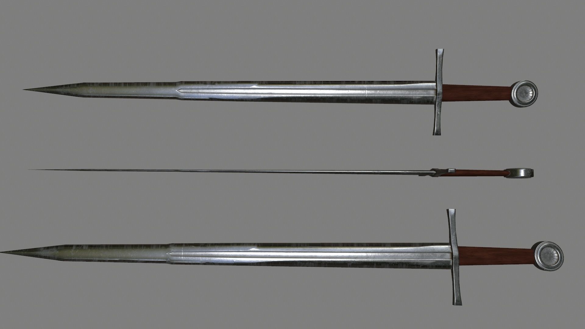 sword set 2 three swords Low-poly 3D model_4