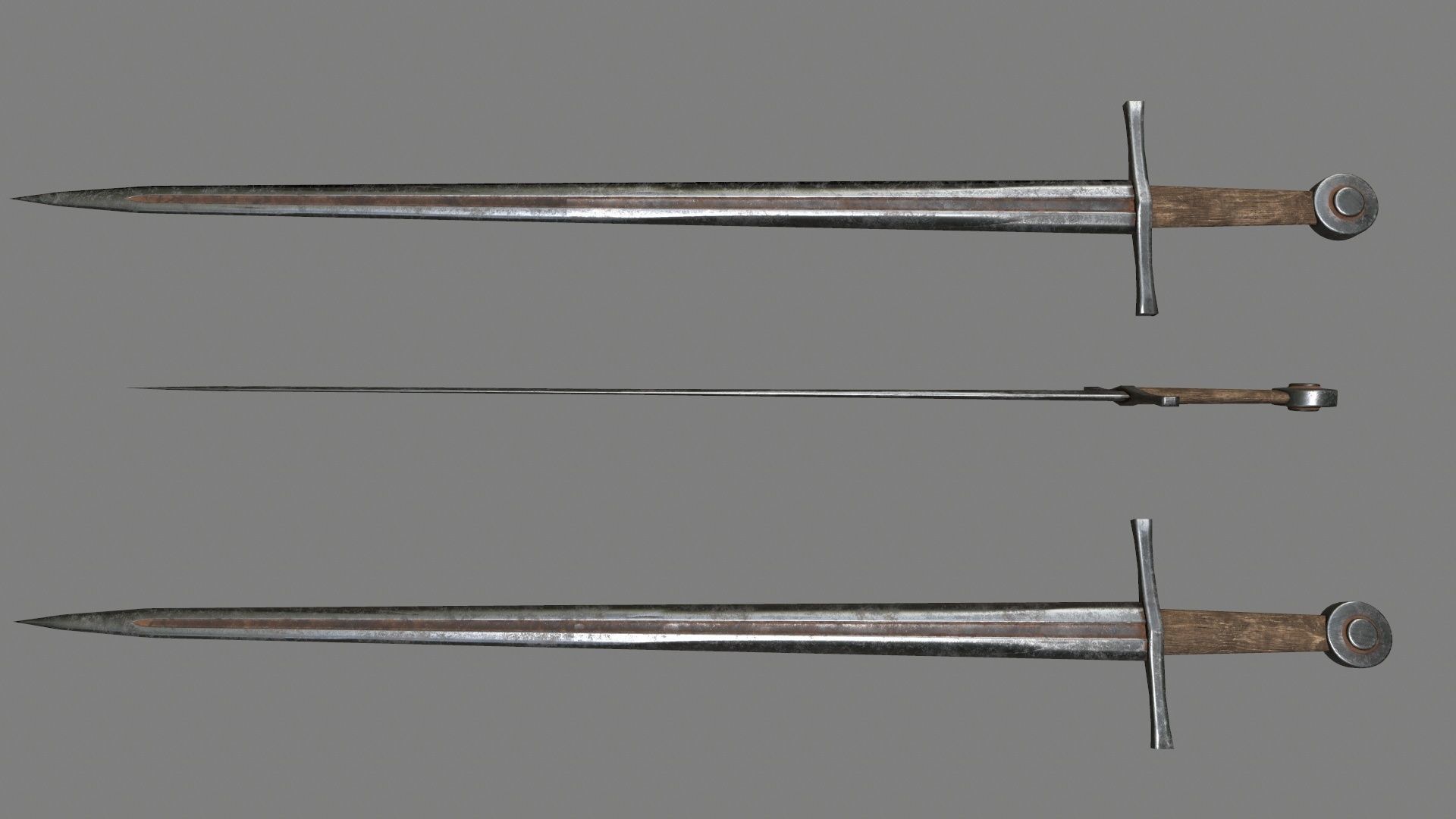 sword set 3 three swords Low-poly 3D model_3