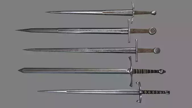 sword set 3 three swords Low-poly 3D model