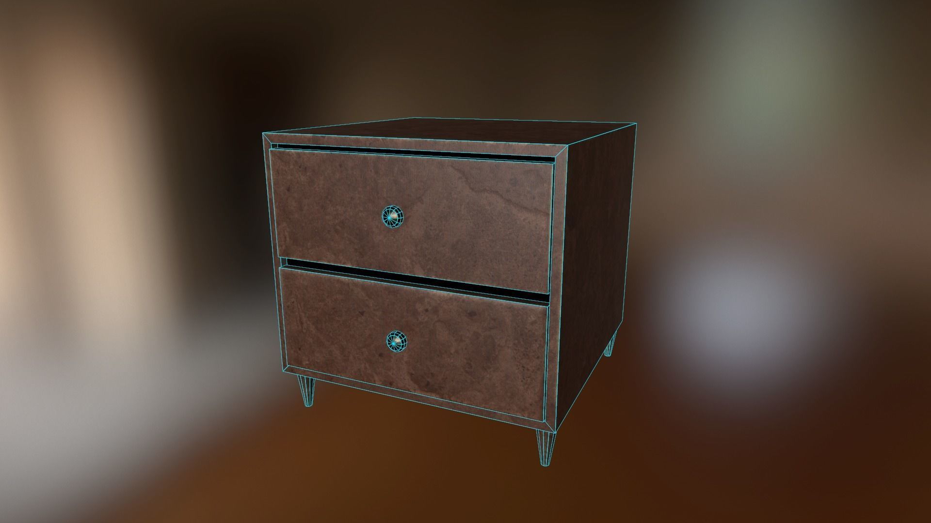Simple PBR NightStand Low-poly 3D model_4