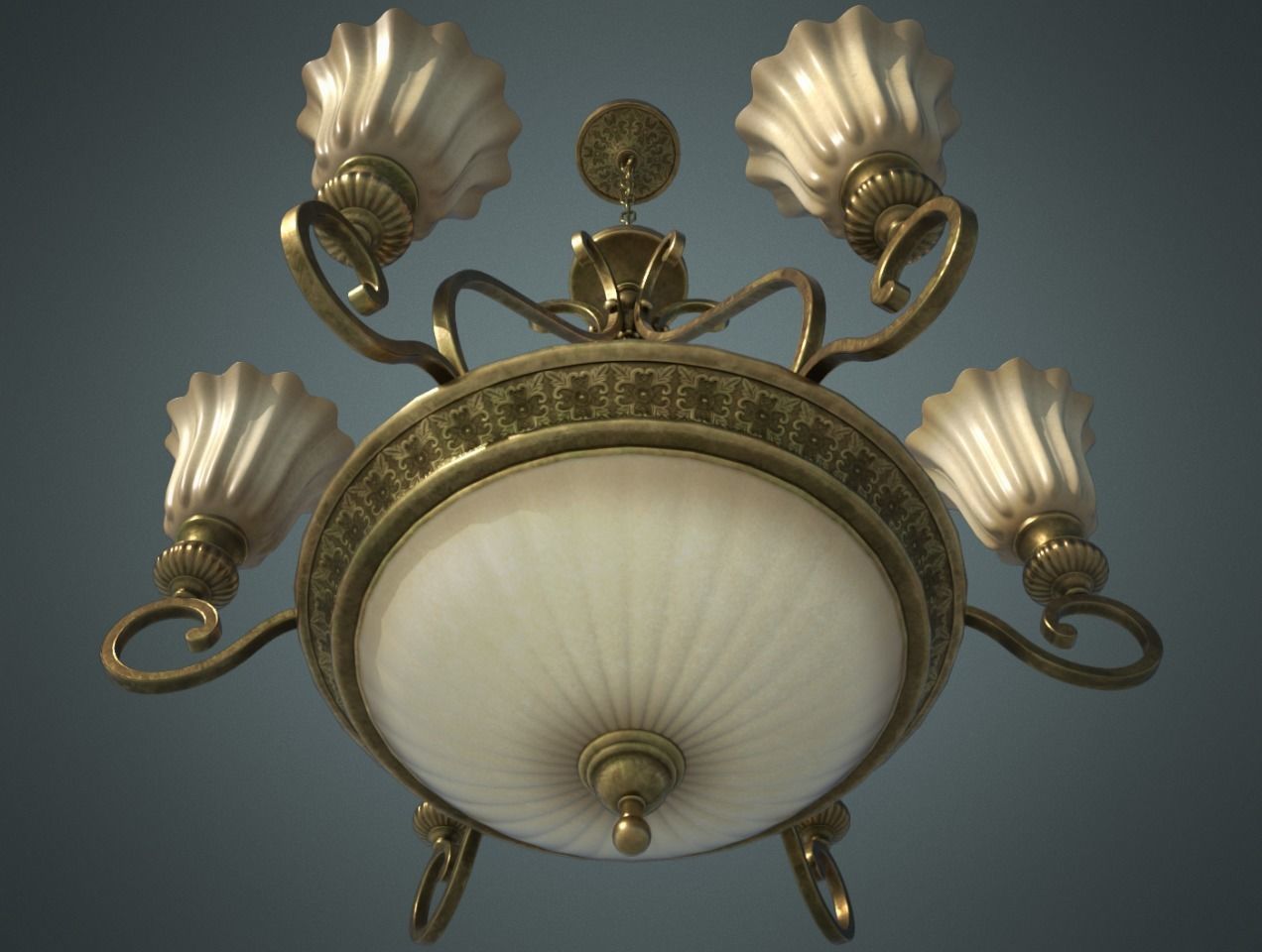 Classic Chandelier 01 - Game Ready Low-poly 3D model_3
