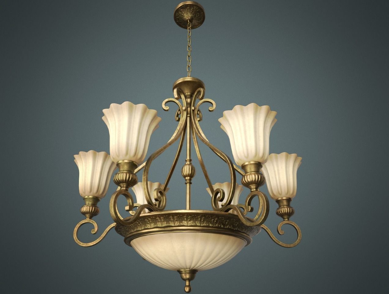 Classic Chandelier 01 - Game Ready Low-poly 3D model_4