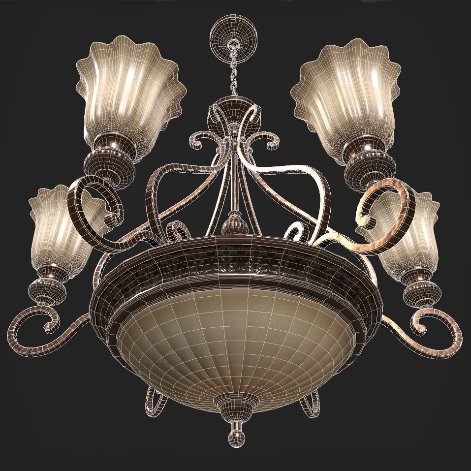 Classic Chandelier 01 - Game Ready Low-poly 3D model_6