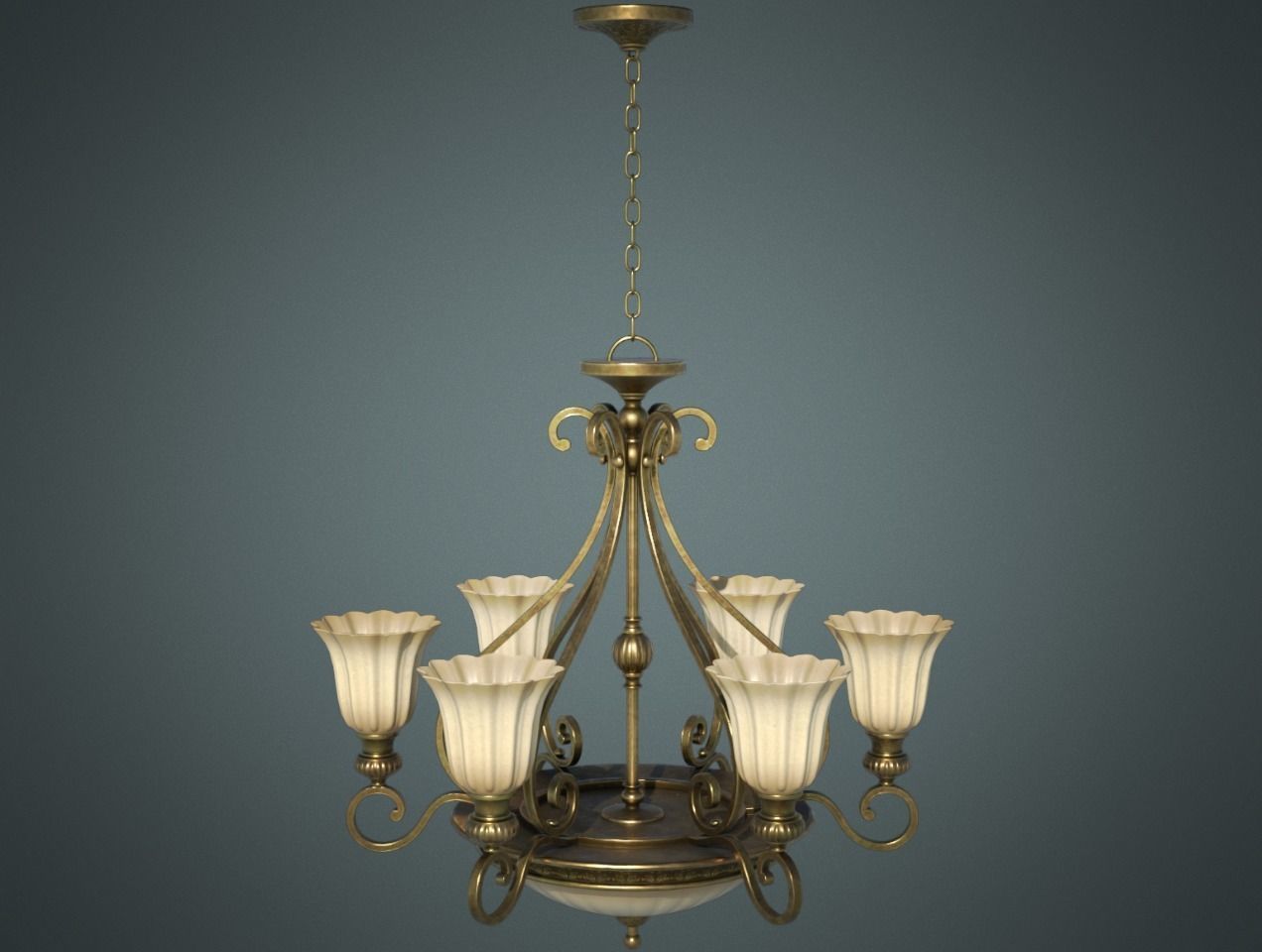 Classic Chandelier 01 - Game Ready Low-poly 3D model_5