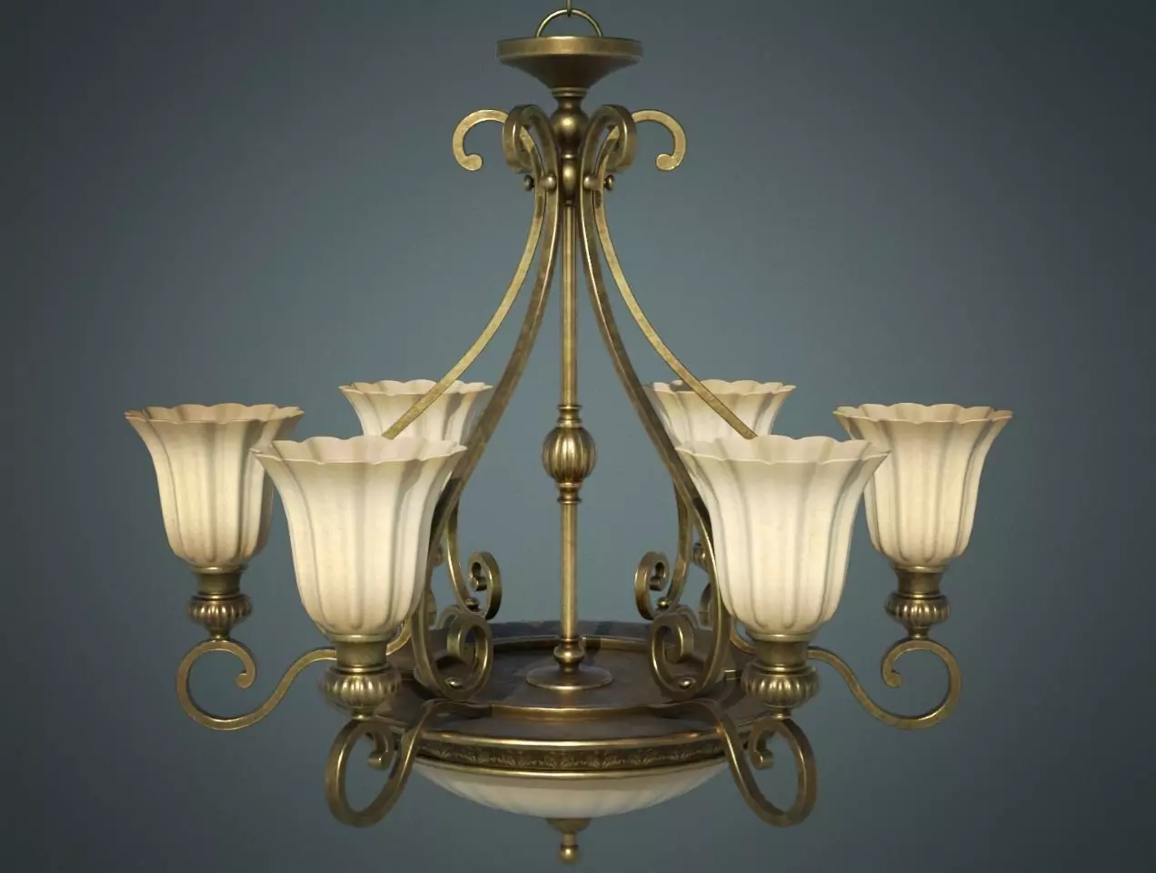 Classic Chandelier 01 - Game Ready Low-poly 3D model_0