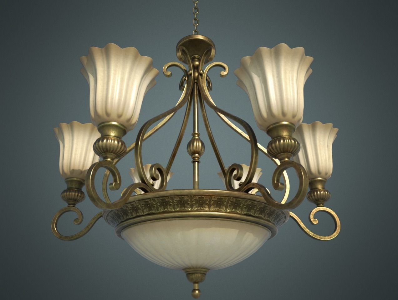 Classic Chandelier 01 - Game Ready Low-poly 3D model_1