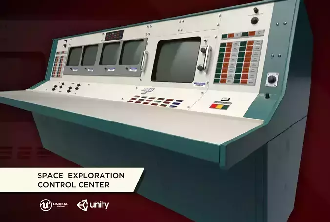 Space Exploration Control Center - Apollo Flight Controller Low-poly 3D model