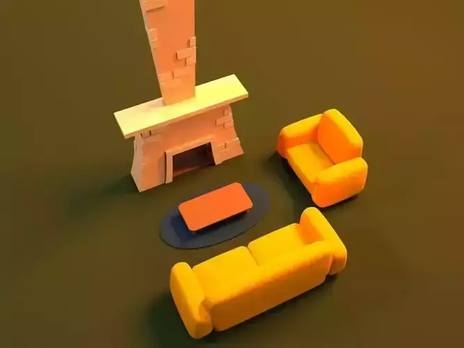 Cartoon Fire Place 3D model