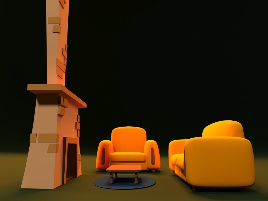 Cartoon Fire Place 3D model_4
