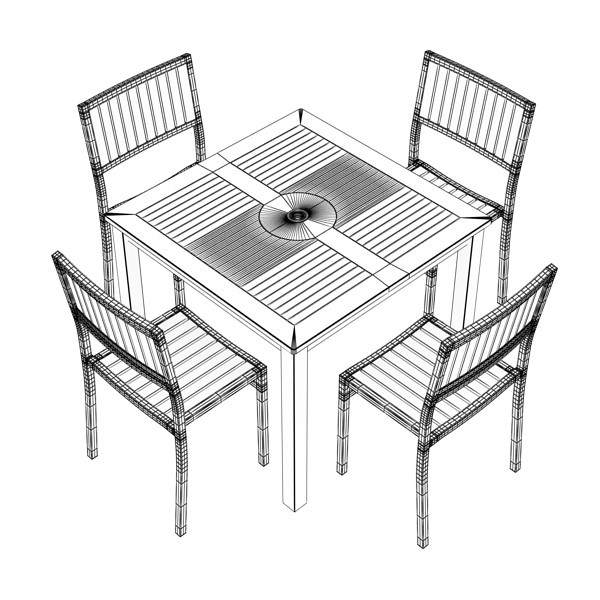 Exterior Bar Table Chair and Parasol 3D model_34