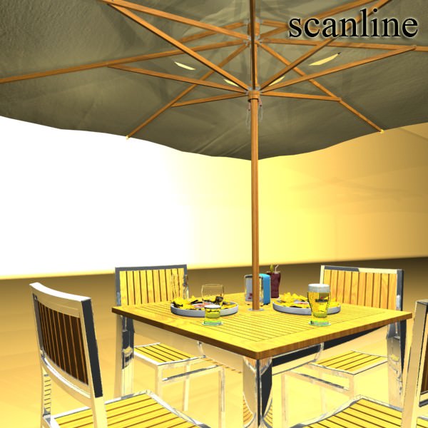 Exterior Bar Table Chair and Parasol 3D model_24