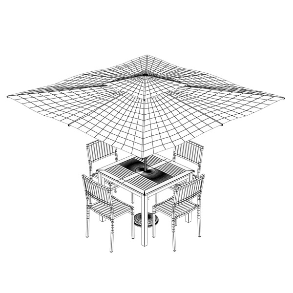 Exterior Bar Table Chair and Parasol 3D model_40