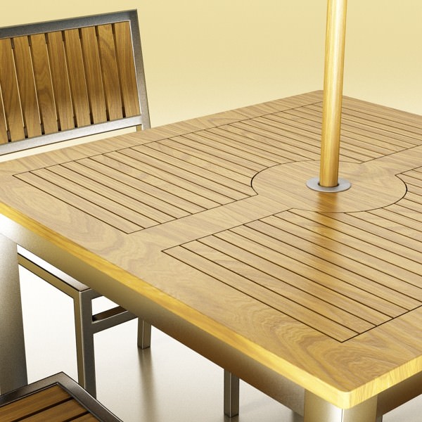Exterior Bar Table Chair and Parasol 3D model_12