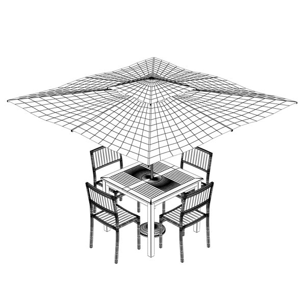 Exterior Bar Table Chair and Parasol 3D model_39