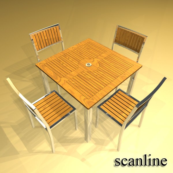 Exterior Bar Table Chair and Parasol 3D model_26