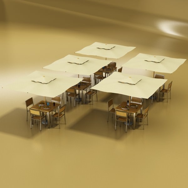 Exterior Bar Table Chair and Parasol 3D model_4