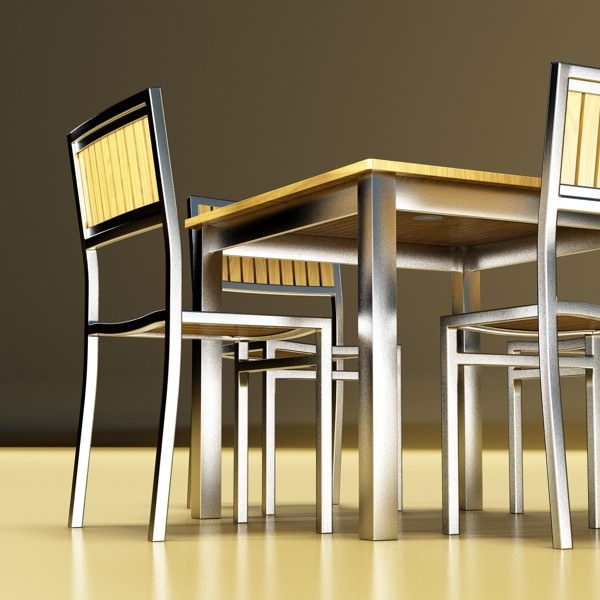 Exterior Bar Table Chair and Parasol 3D model_14