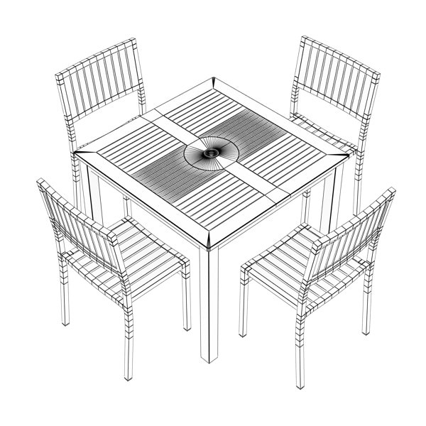 Exterior Bar Table Chair and Parasol 3D model_35