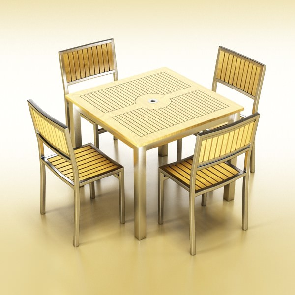 Exterior Bar Table Chair and Parasol 3D model_13