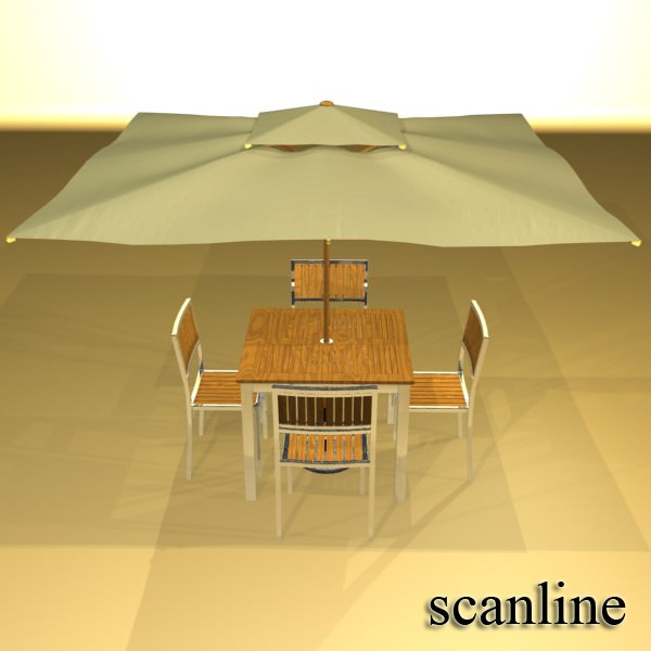 Exterior Bar Table Chair and Parasol 3D model_29