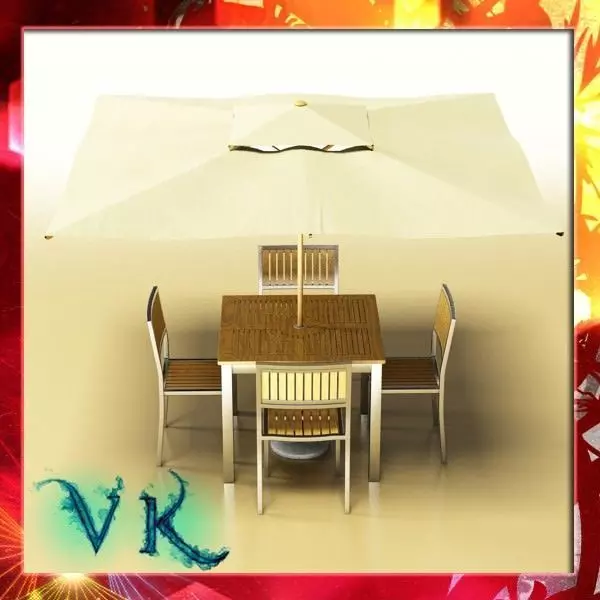Exterior Bar Table Chair and Parasol 3D model_0