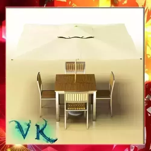 Exterior Bar Table Chair and Parasol 3D model