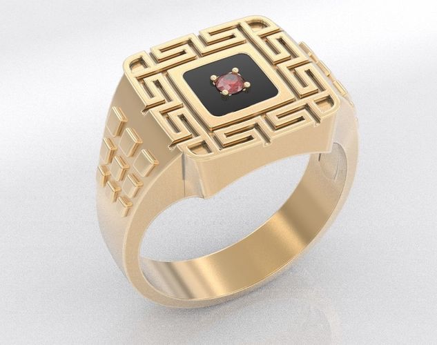 Stylish ring with hieroglyphic patterns 392 3D print model