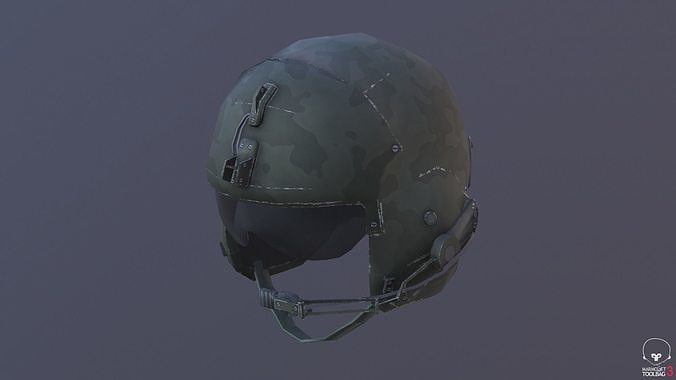 Helicopter Pilot Helmet Low-poly 3D model