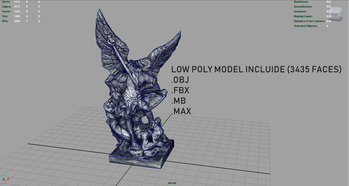 Archangel Michael Low-poly 3D model_6