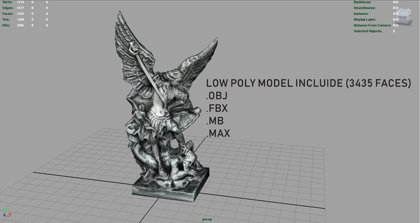 Archangel Michael Low-poly 3D model_5