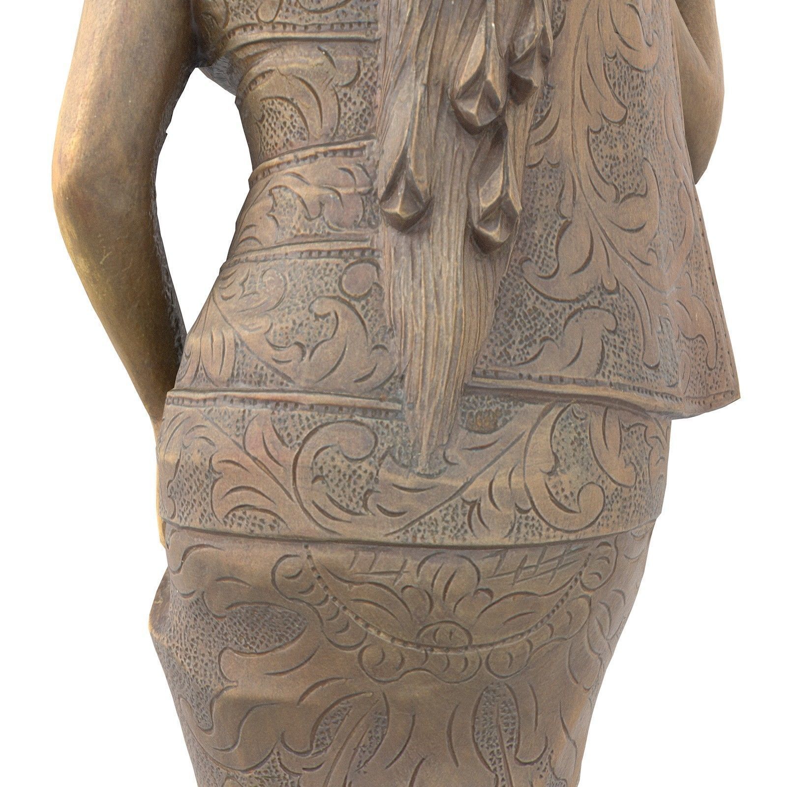 Oriental Woman Carving Low-poly 3D model_8