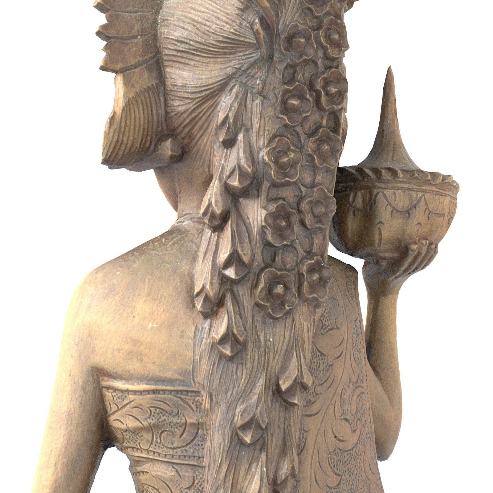 Oriental Woman Carving Low-poly 3D model_6