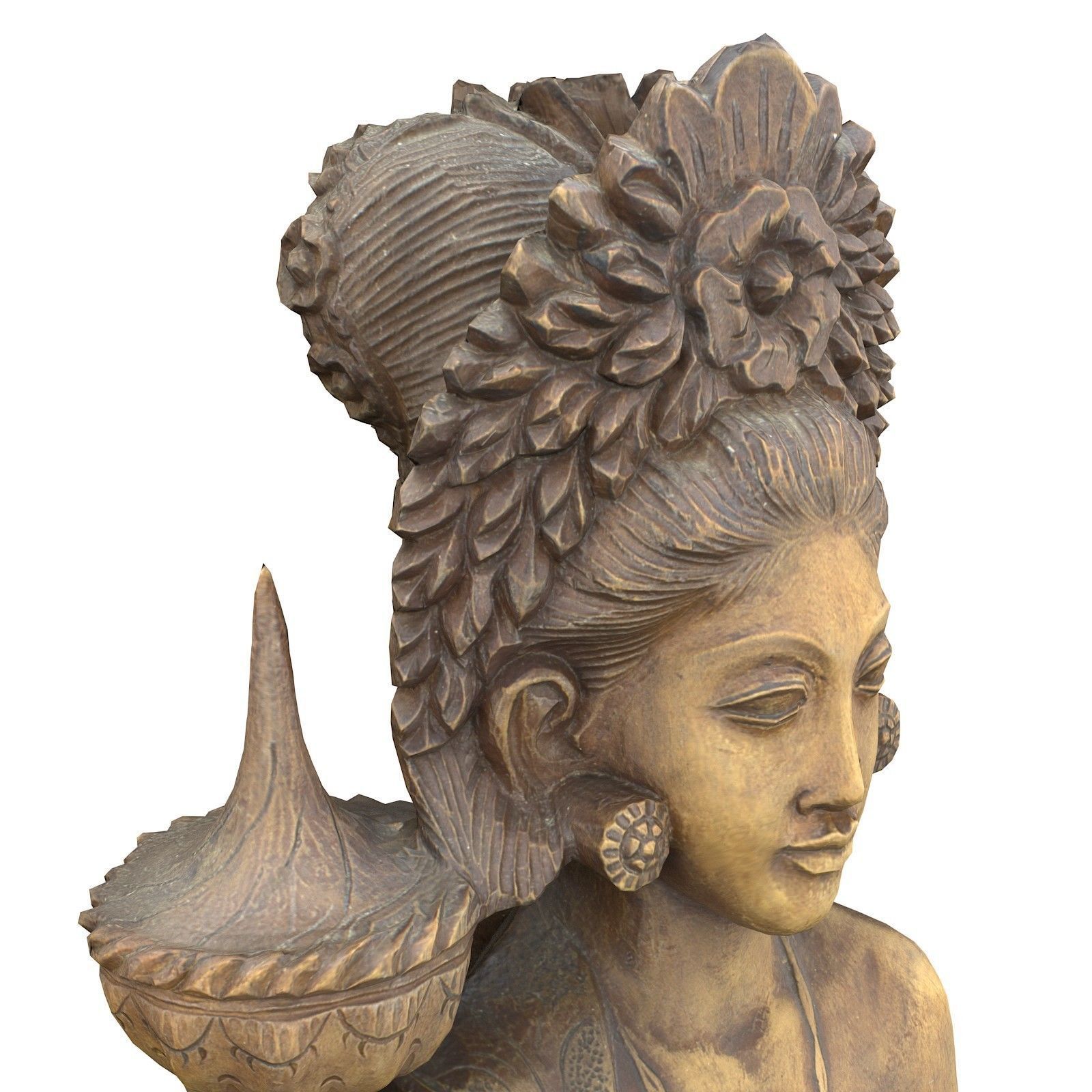 Oriental Woman Carving Low-poly 3D model_5