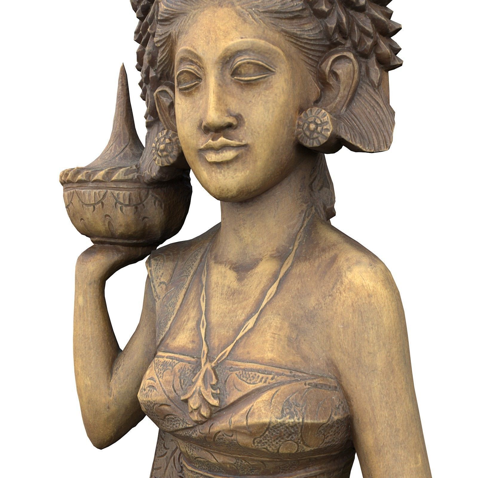 Oriental Woman Carving Low-poly 3D model_7