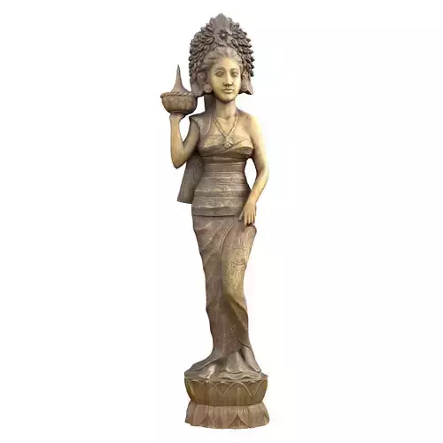 Oriental Woman Carving Low-poly 3D model