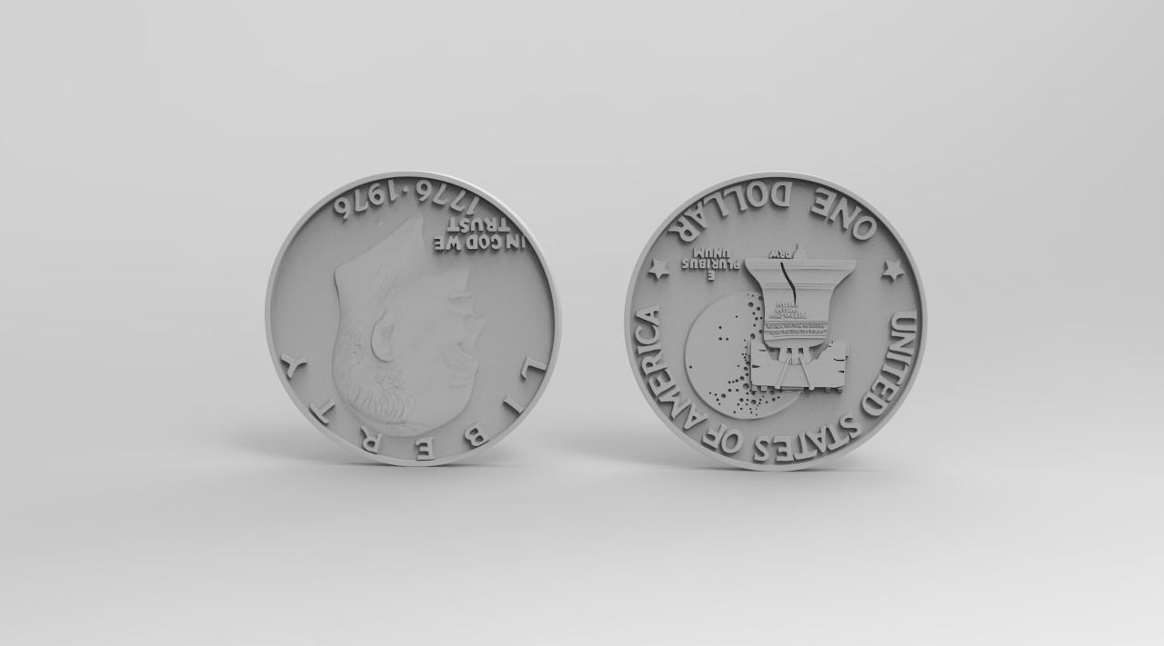 ONE DOLLAR Eisenhower 1776 - 1976 for SILVER PENDANT 3D print model_9