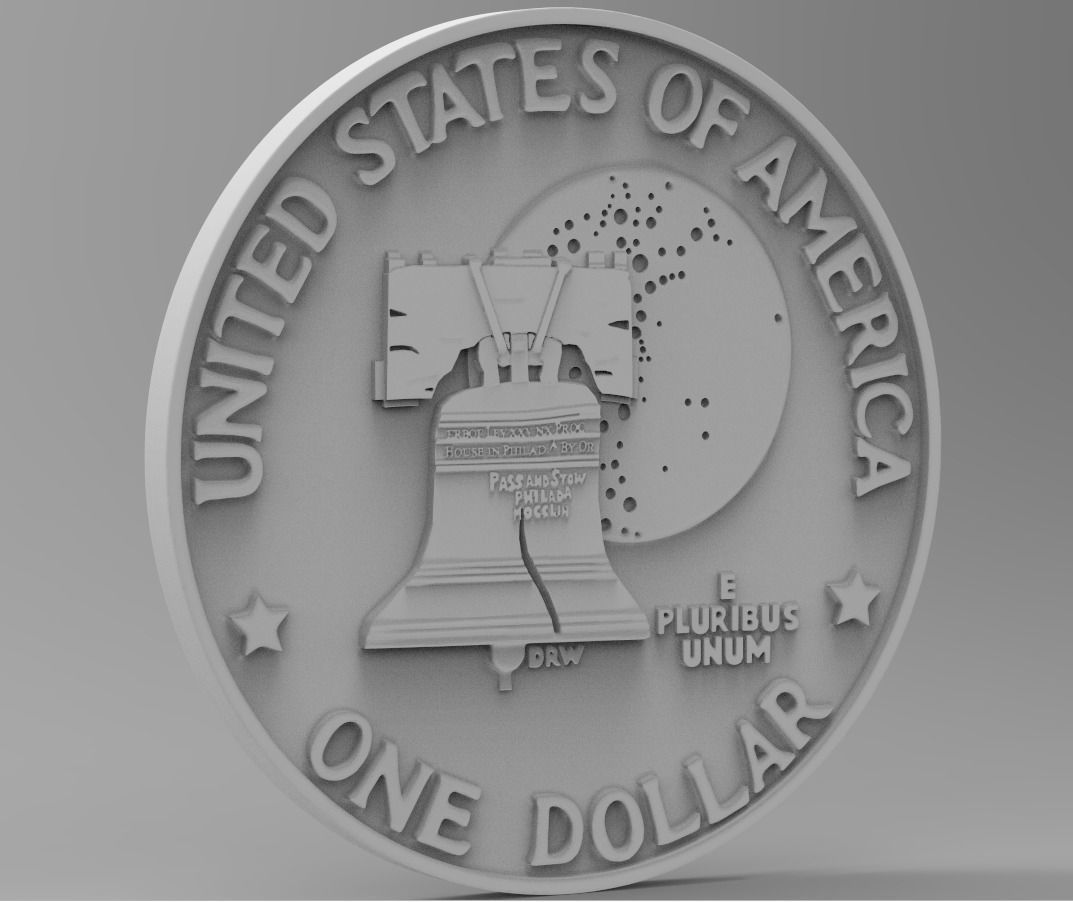 ONE DOLLAR Eisenhower 1776 - 1976 for SILVER PENDANT 3D print model_11