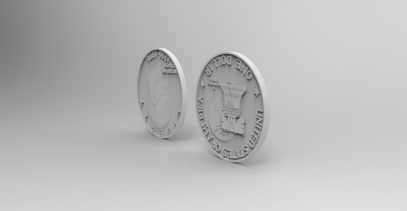 ONE DOLLAR Eisenhower 1776 - 1976 for SILVER PENDANT 3D print model_10