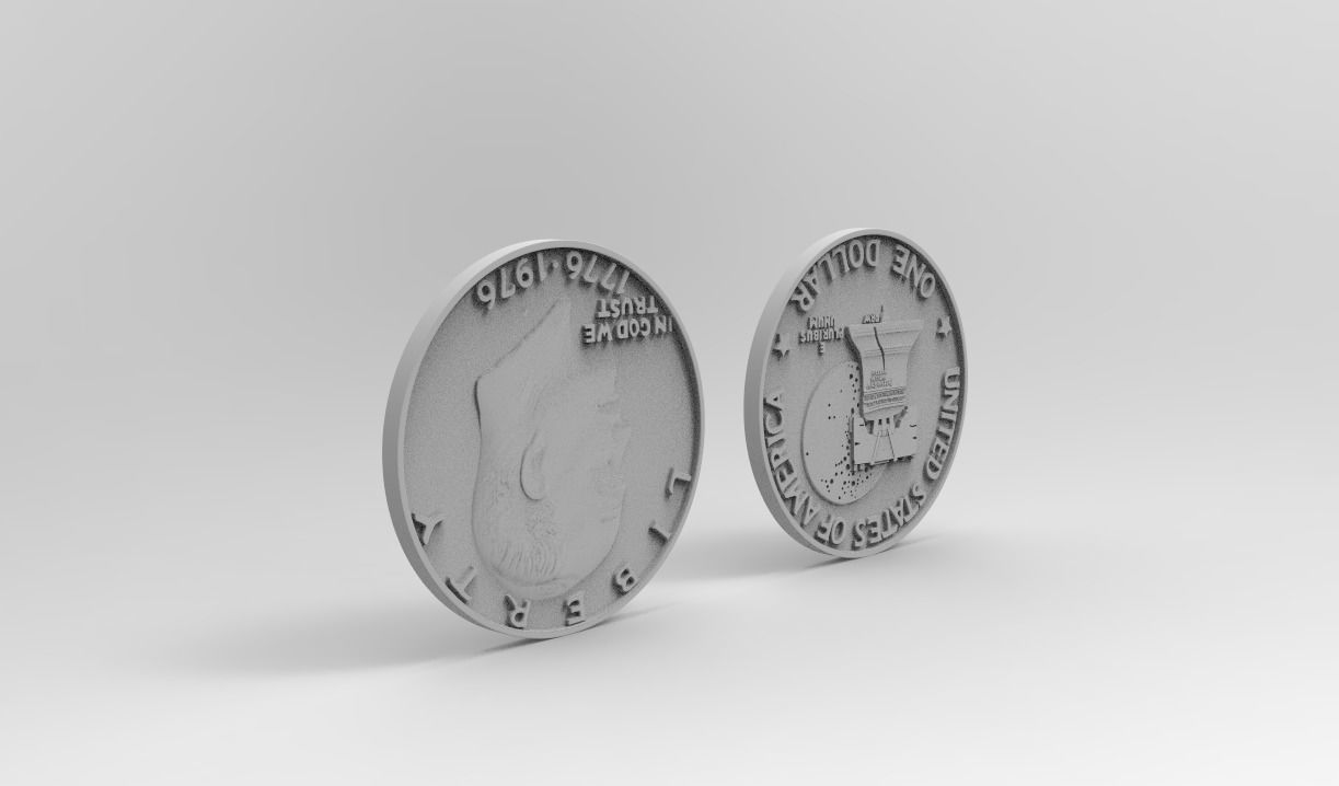ONE DOLLAR Eisenhower 1776 - 1976 for SILVER PENDANT 3D print model_7