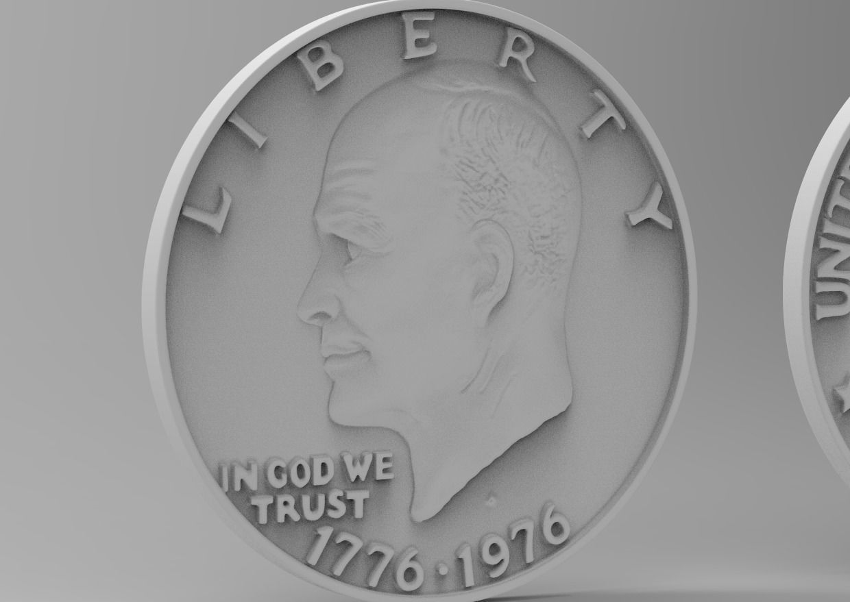 ONE DOLLAR Eisenhower 1776 - 1976 for SILVER PENDANT 3D print model_12