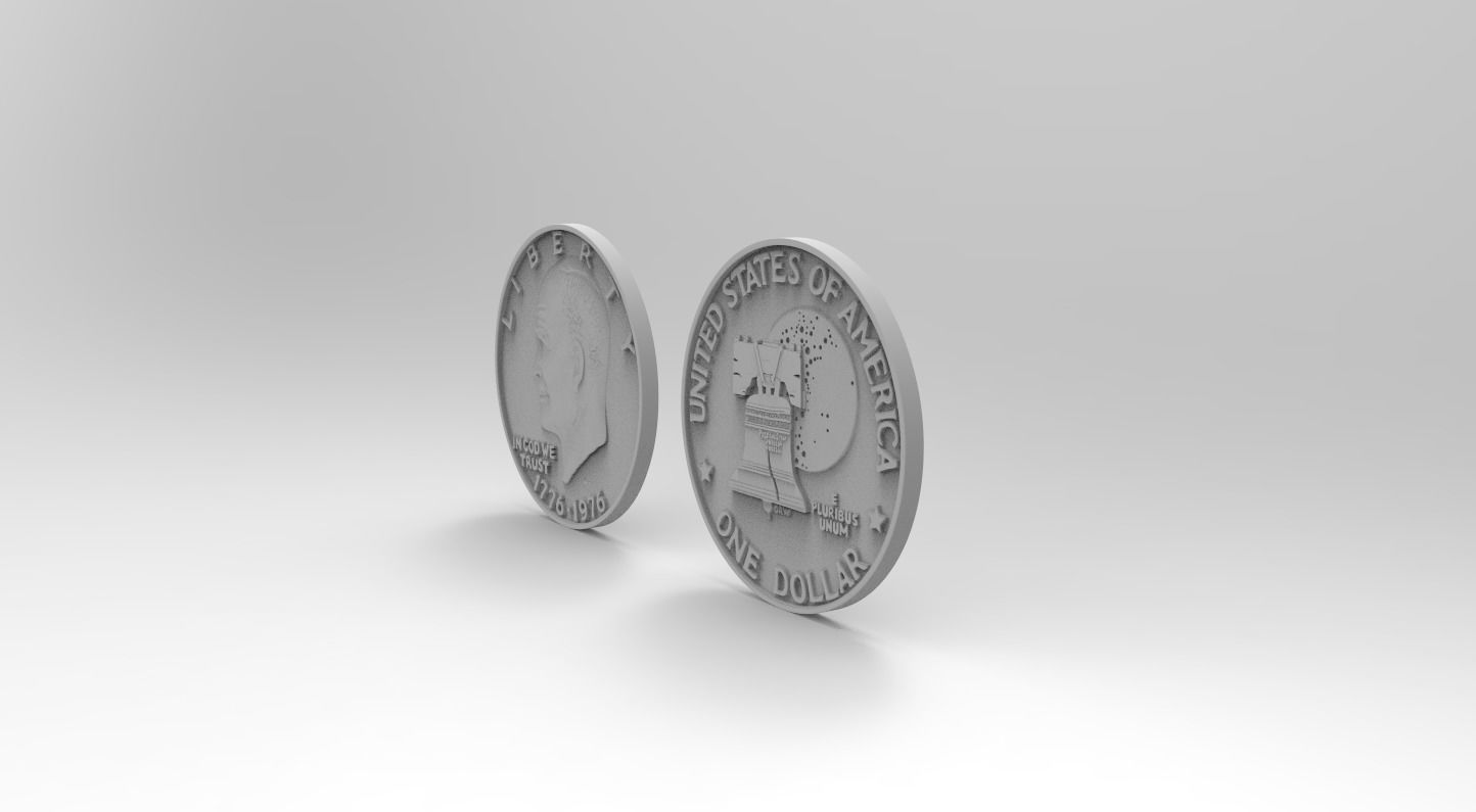 ONE DOLLAR Eisenhower 1776 - 1976 for SILVER PENDANT 3D print model_3