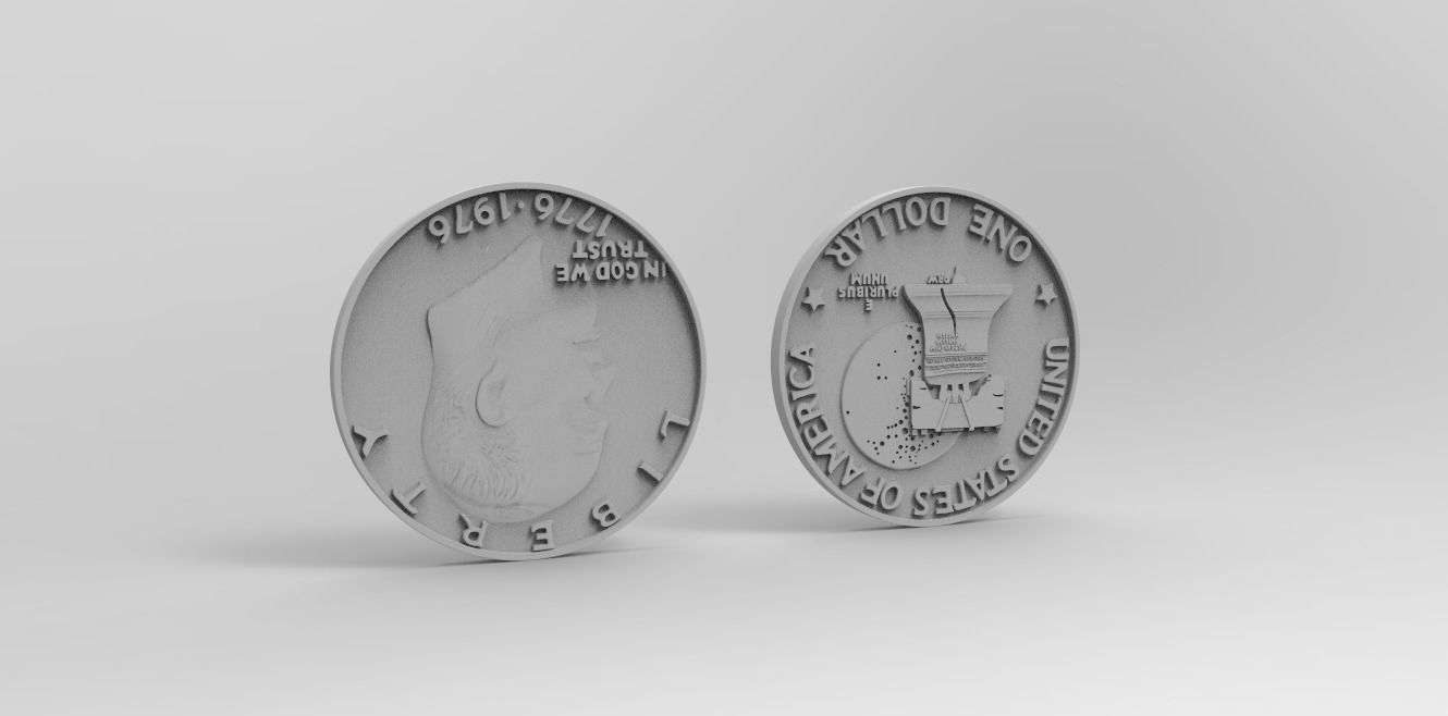 ONE DOLLAR Eisenhower 1776 - 1976 for SILVER PENDANT 3D print model_8
